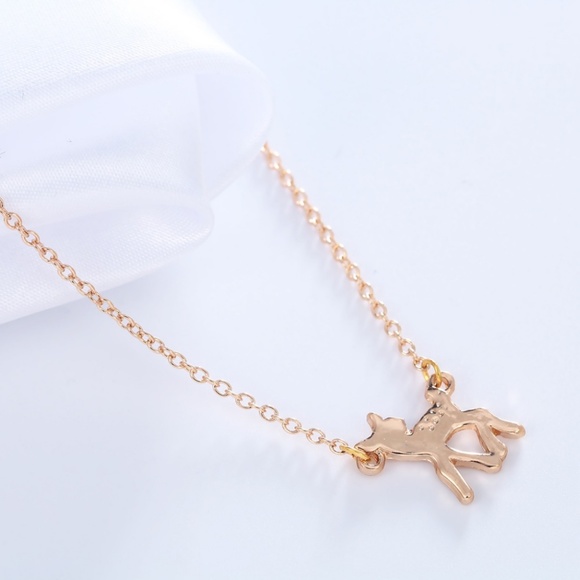 Bambi Deer Fawn Cute Gold Pendant Necklace NEW - Picture 4 of 5